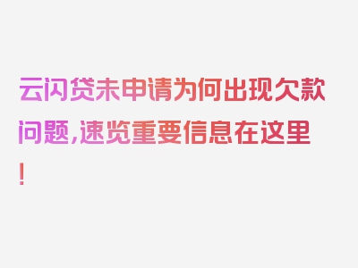 云闪贷未申请为何出现欠款问题，速览重要信息在这里！