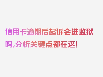 信用卡逾期后起诉会进监狱吗，分析关键点都在这！