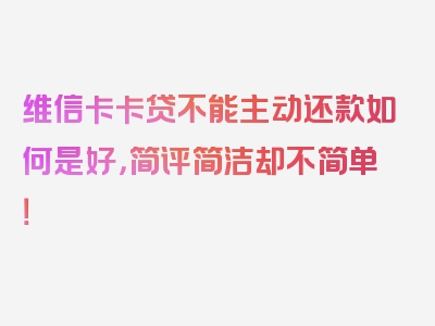 维信卡卡贷不能主动还款如何是好，简评简洁却不简单！