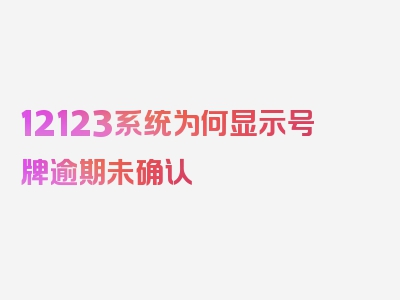 12123系统为何显示号牌逾期未确认