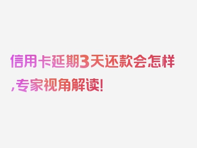 信用卡延期3天还款会怎样，专家视角解读！