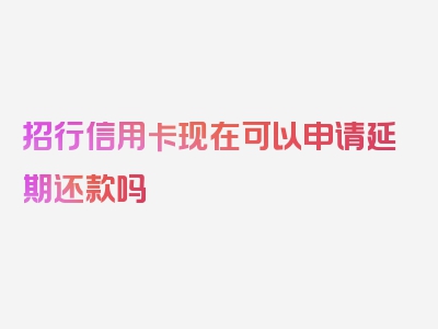 招行信用卡现在可以申请延期还款吗