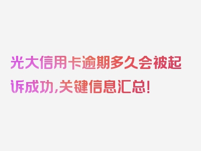 光大信用卡逾期多久会被起诉成功，关键信息汇总！