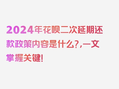 2024年花呗二次延期还款政策内容是什么?，一文掌握关键！