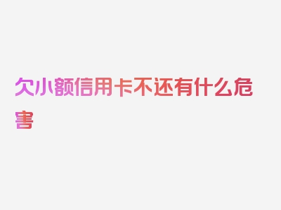 欠小额信用卡不还有什么危害