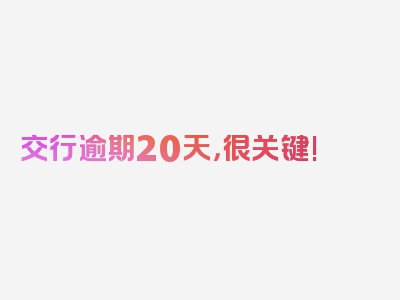 交行逾期20天，很关键!