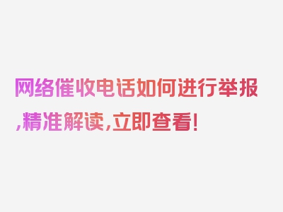 网络催收电话如何进行举报，精准解读，立即查看！