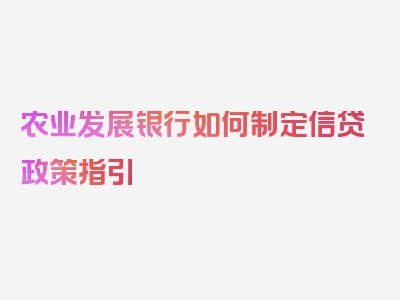 农业发展银行如何制定信贷政策指引