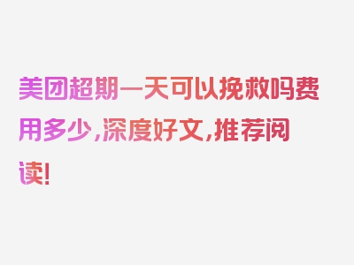 美团超期一天可以挽救吗费用多少，深度好文，推荐阅读！