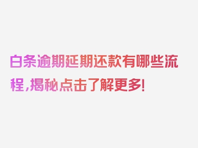 白条逾期延期还款有哪些流程，揭秘点击了解更多！