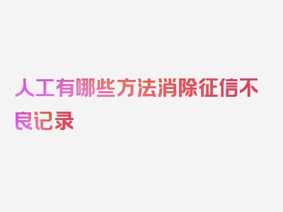 人工有哪些方法消除征信不良记录