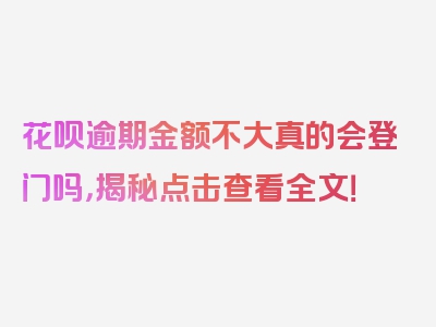 花呗逾期金额不大真的会登门吗，揭秘点击查看全文！