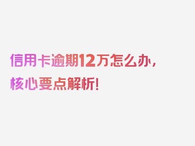 信用卡逾期12万怎么办，核心要点解析！