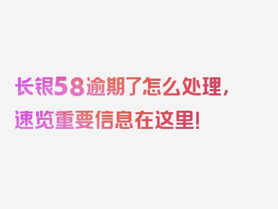 长银58逾期了怎么处理，速览重要信息在这里！