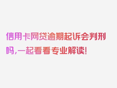 信用卡网贷逾期起诉会判刑吗，一起看看专业解读!