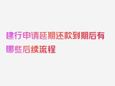 建行申请延期还款到期后有哪些后续流程