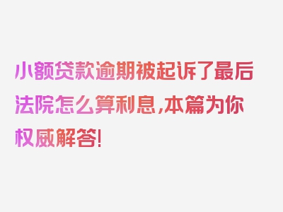 小额贷款逾期被起诉了最后法院怎么算利息，本篇为你权威解答!