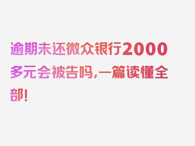 逾期未还微众银行2000多元会被告吗，一篇读懂全部！