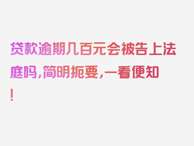 贷款逾期几百元会被告上法庭吗，简明扼要，一看便知！