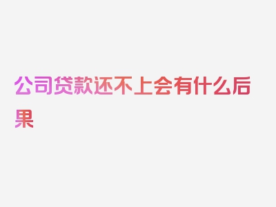 公司贷款还不上会有什么后果