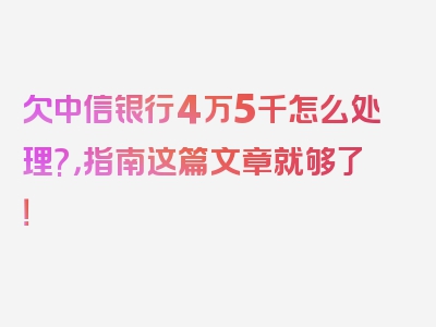 欠中信银行4万5千怎么处理?，指南这篇文章就够了！