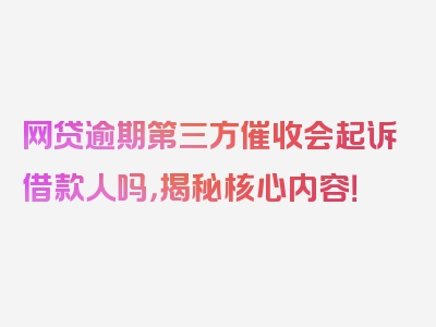 网贷逾期第三方催收会起诉借款人吗，揭秘核心内容！