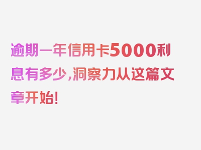 逾期一年信用卡5000利息有多少，洞察力从这篇文章开始！