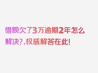 借呗欠了3万逾期2年怎么解决?，权威解答在此！