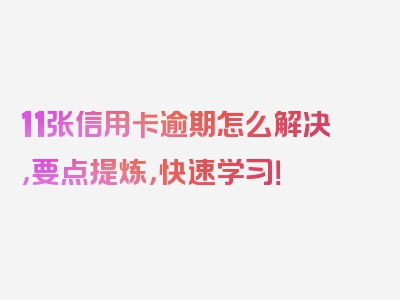 11张信用卡逾期怎么解决，要点提炼，快速学习！