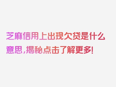 芝麻信用上出现欠贷是什么意思，揭秘点击了解更多！