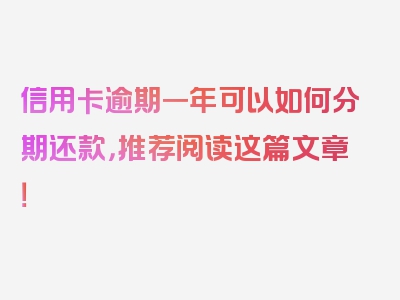 信用卡逾期一年可以如何分期还款，推荐阅读这篇文章！