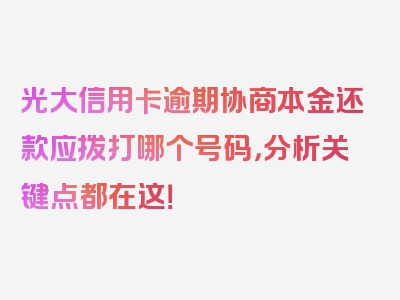 光大信用卡逾期协商本金还款应拨打哪个号码，分析关键点都在这！