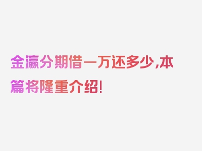 金瀛分期借一万还多少，本篇将隆重介绍!