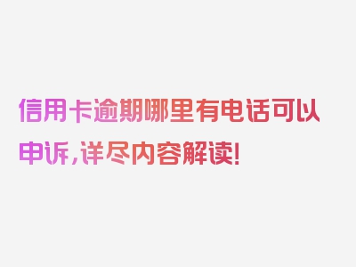 信用卡逾期哪里有电话可以申诉，详尽内容解读！