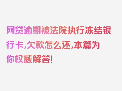 网贷逾期被法院执行冻结银行卡,欠款怎么还，本篇为你权威解答!