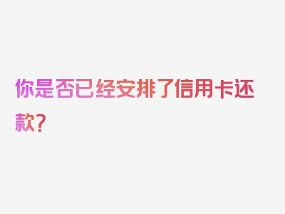 你是否已经安排了信用卡还款？