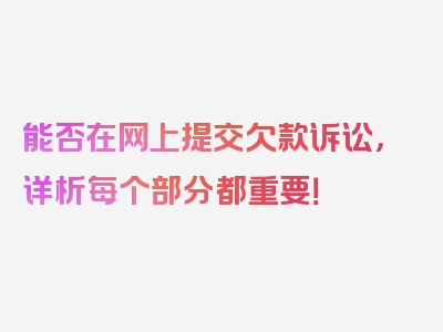 能否在网上提交欠款诉讼，详析每个部分都重要！