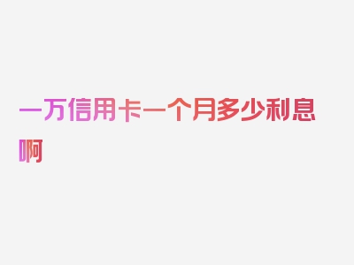 一万信用卡一个月多少利息啊