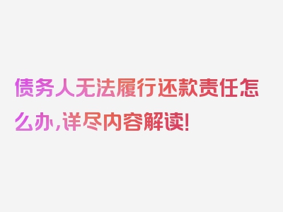 债务人无法履行还款责任怎么办，详尽内容解读！