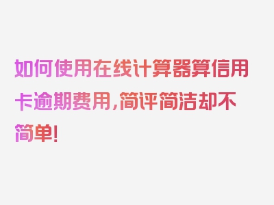 如何使用在线计算器算信用卡逾期费用，简评简洁却不简单！