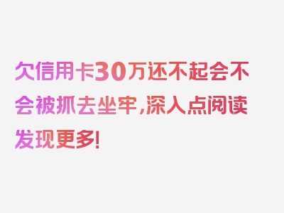 欠信用卡30万还不起会不会被抓去坐牢，深入点阅读发现更多！