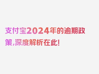 支付宝2024年的逾期政策，深度解析在此！