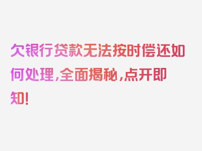 欠银行贷款无法按时偿还如何处理，全面揭秘，点开即知！