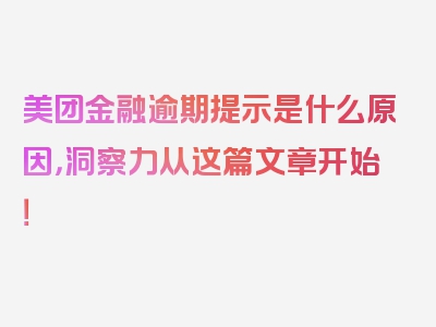 美团金融逾期提示是什么原因，洞察力从这篇文章开始！