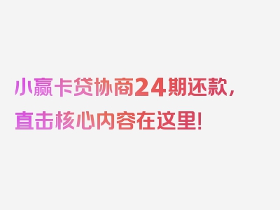 小赢卡贷协商24期还款，直击核心内容在这里！