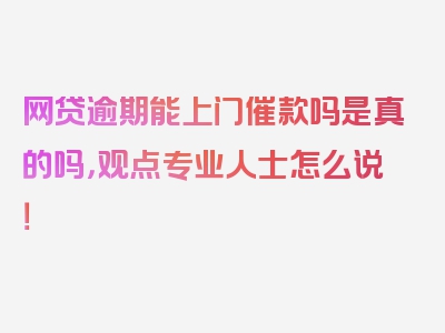 网贷逾期能上门催款吗是真的吗，观点专业人士怎么说！