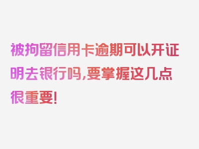 被拘留信用卡逾期可以开证明去银行吗，要掌握这几点很重要！