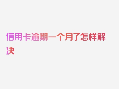 信用卡逾期一个月了怎样解决