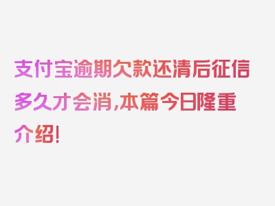 支付宝逾期欠款还清后征信多久才会消，本篇今日隆重介绍!