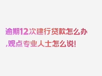 逾期12次建行贷款怎么办，观点专业人士怎么说！